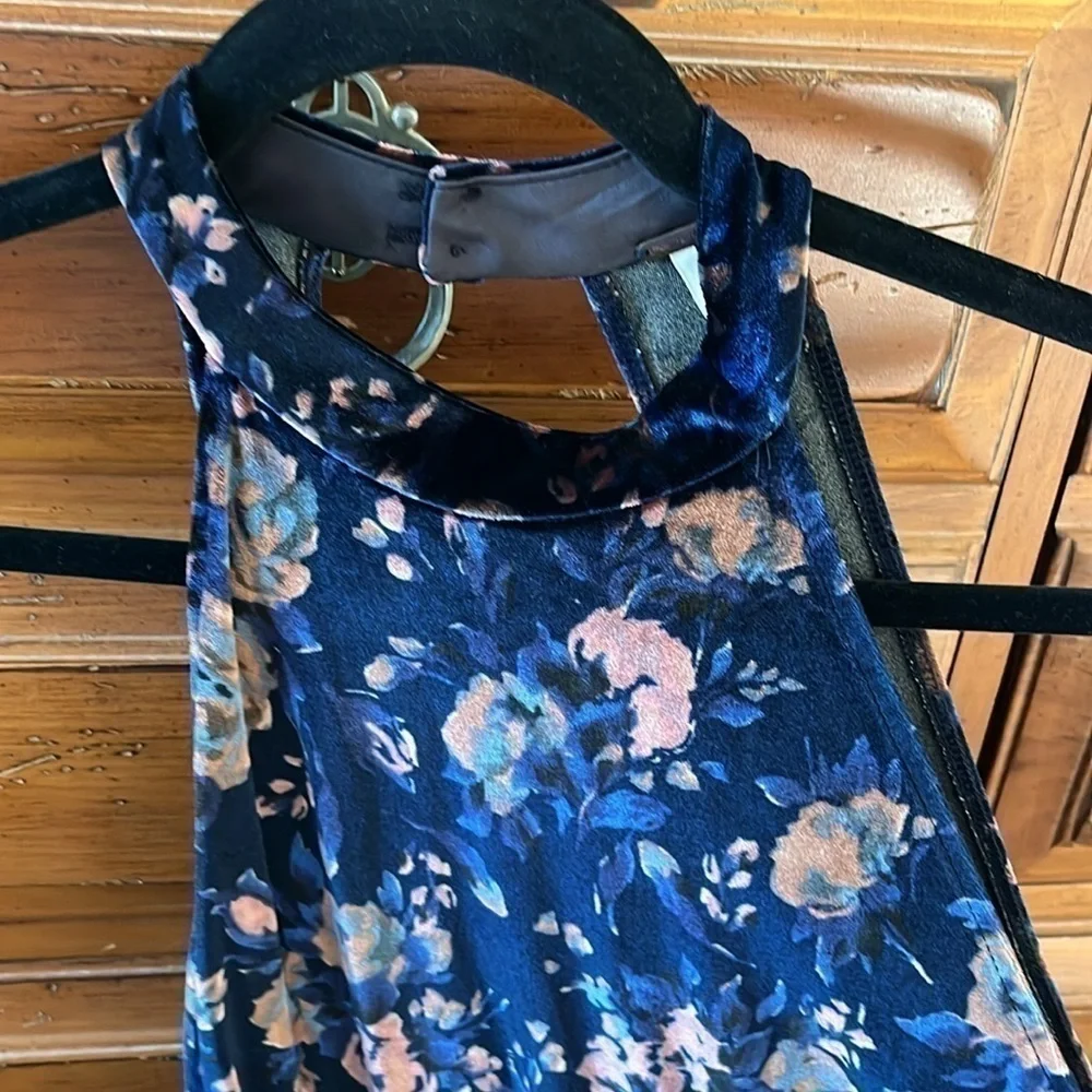 Free People Women’s Blue And Brown Velvety Dress Size Small NWOT - Picture 2 of 9